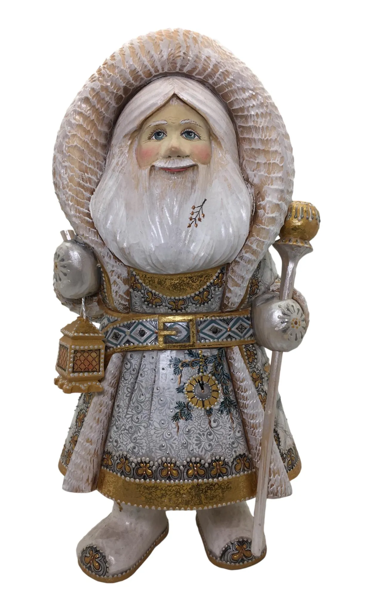 15” Tall Russian Santa White Snowy Christmas