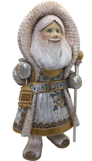 15” Tall Russian Santa White Snowy Christmas