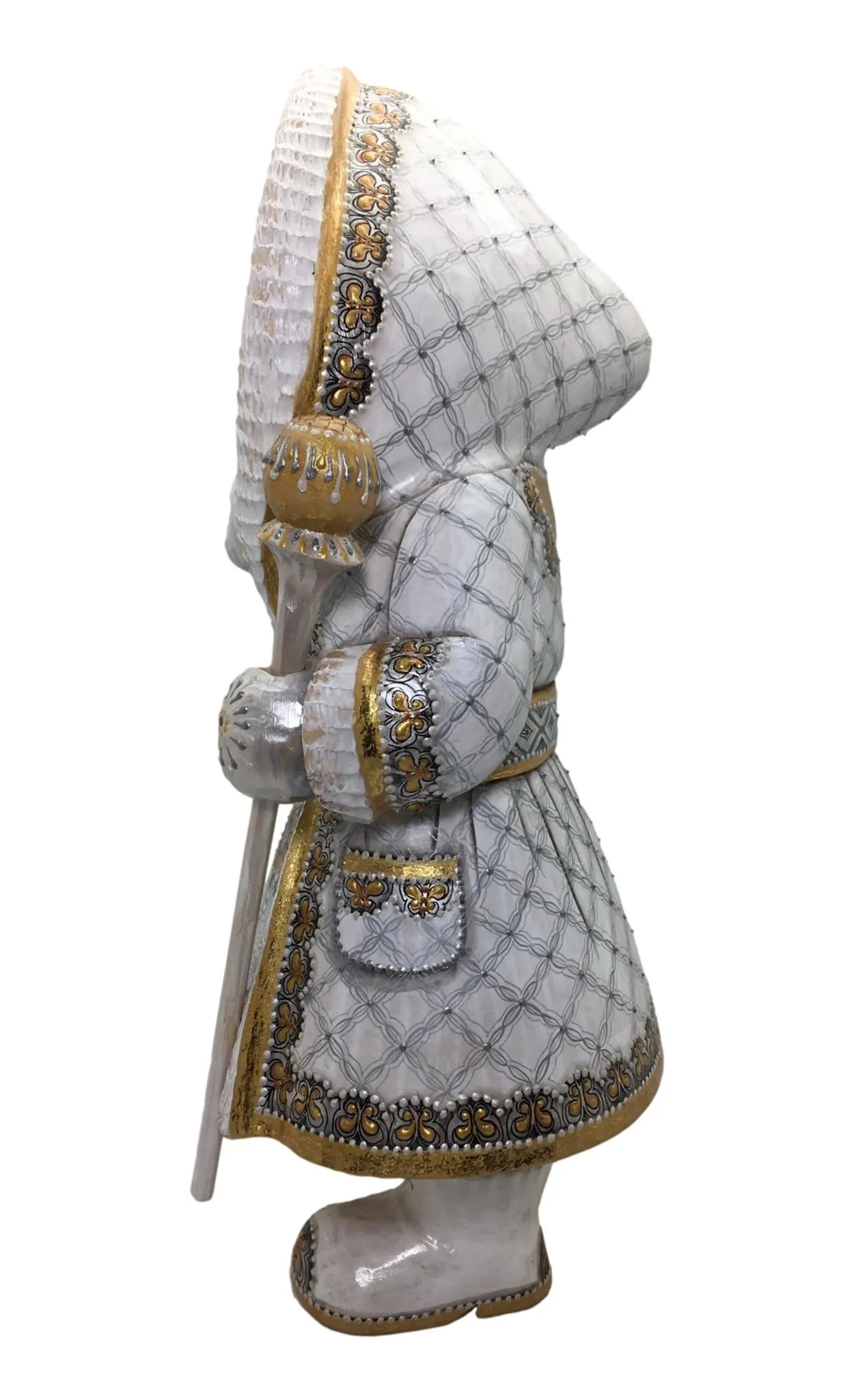 15” Tall Russian Santa White Snowy Christmas