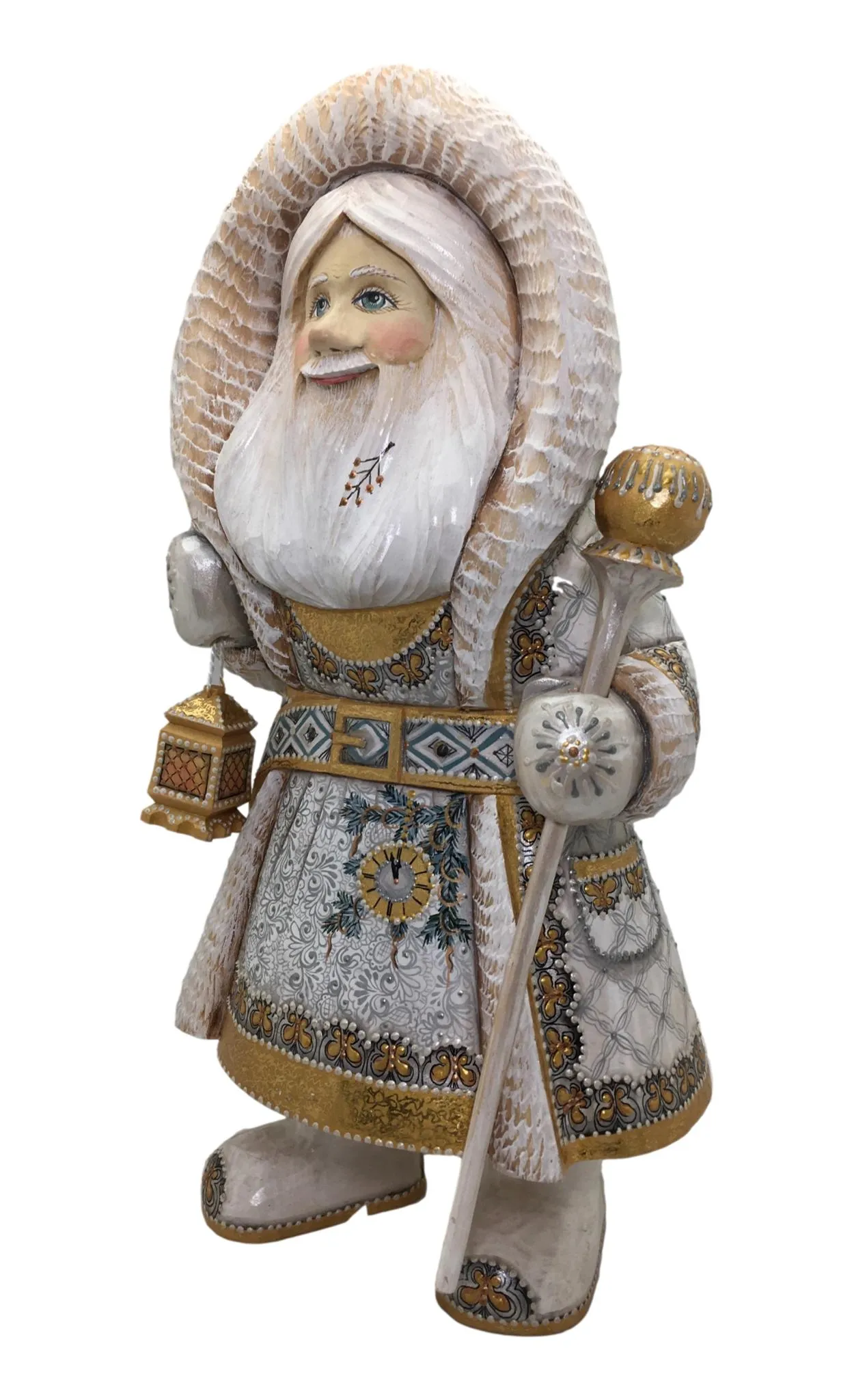 15” Tall Russian Santa White Snowy Christmas