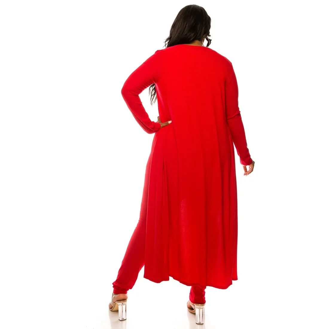 3pc Ribbed Knit Lounge Set - Fuchsia
