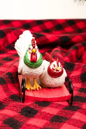 4 x 6 Snow Day Sledding Chickens Resin Figurine