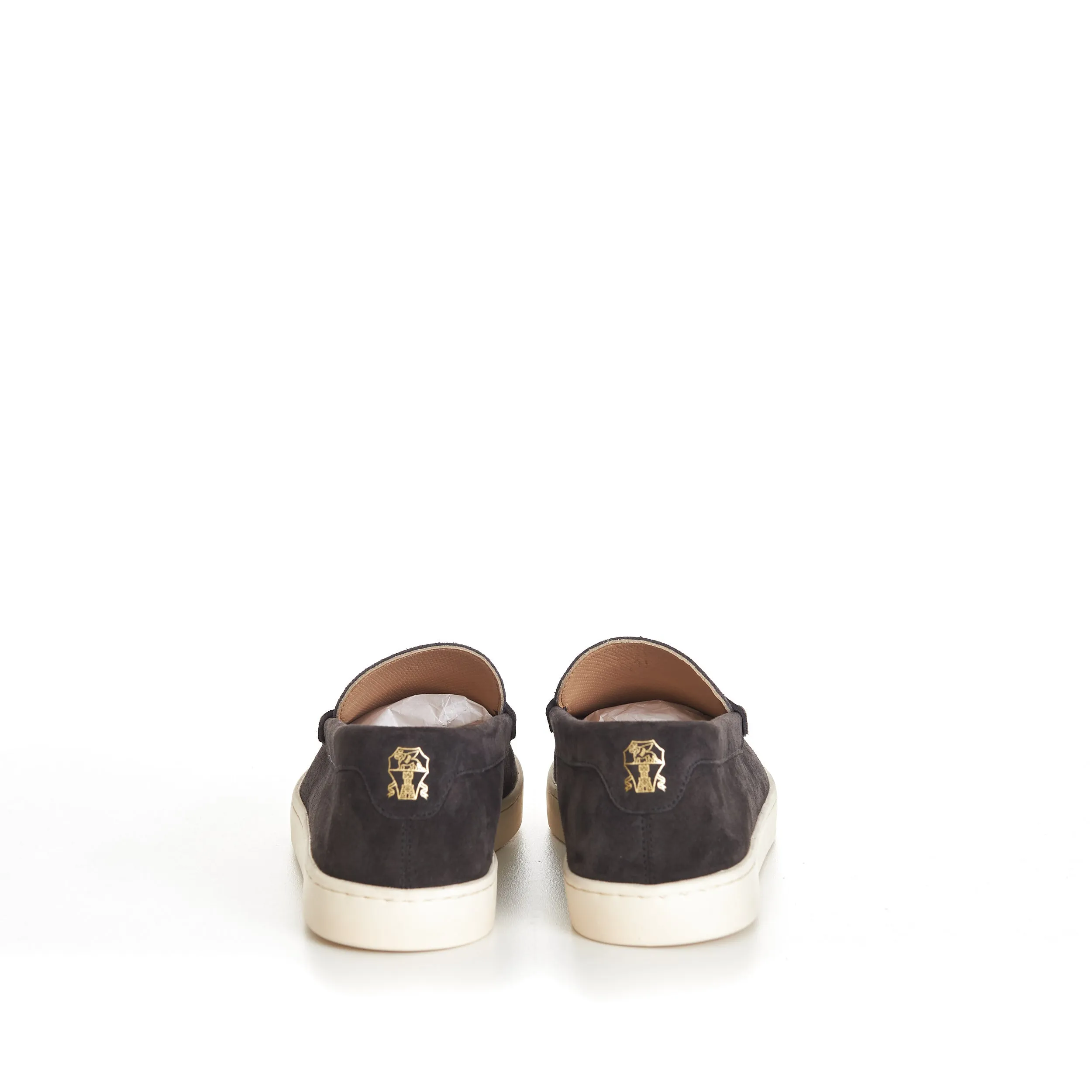 Anthracite Grey Suede Loafer Sneakers With Natural Rubber Sole