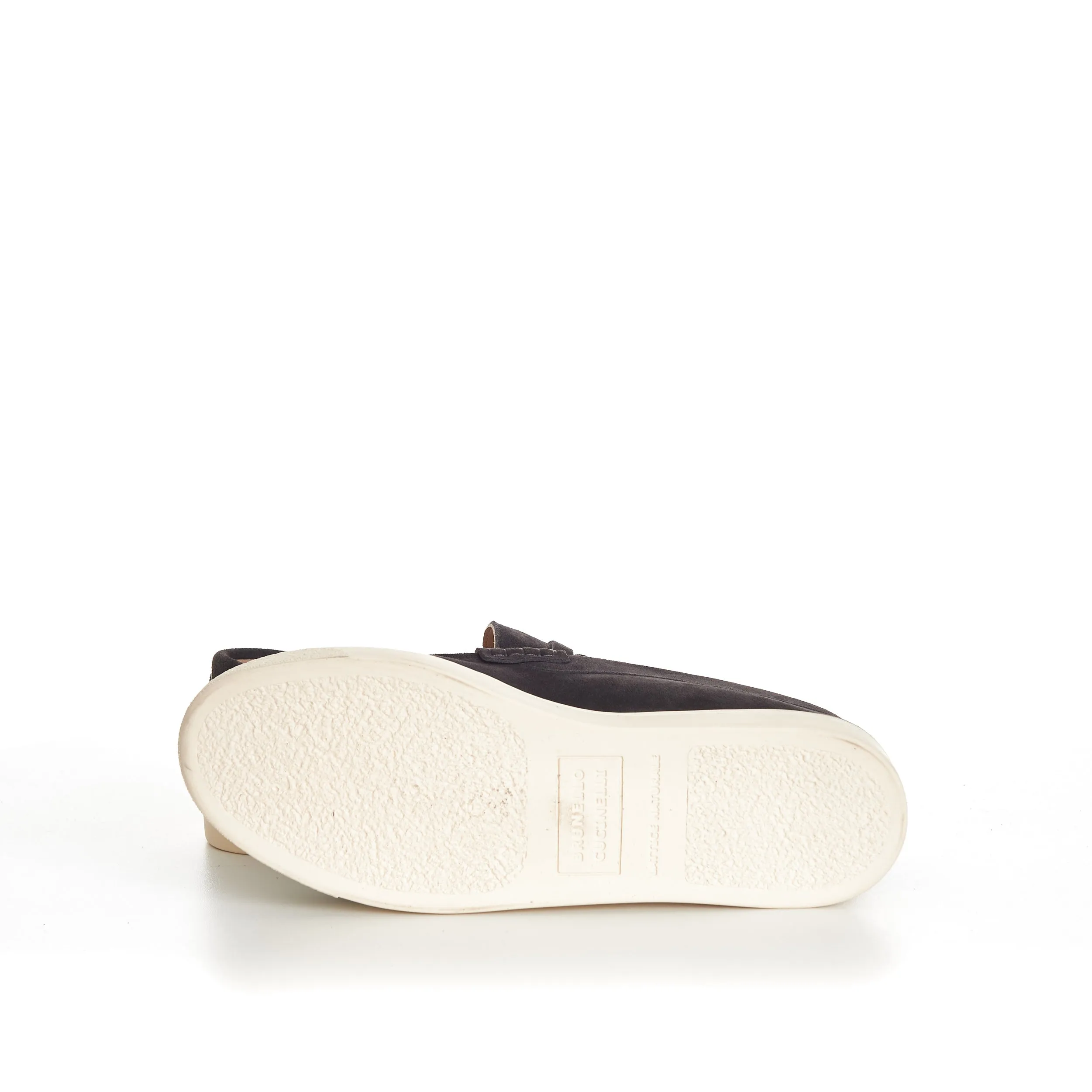 Anthracite Grey Suede Loafer Sneakers With Natural Rubber Sole