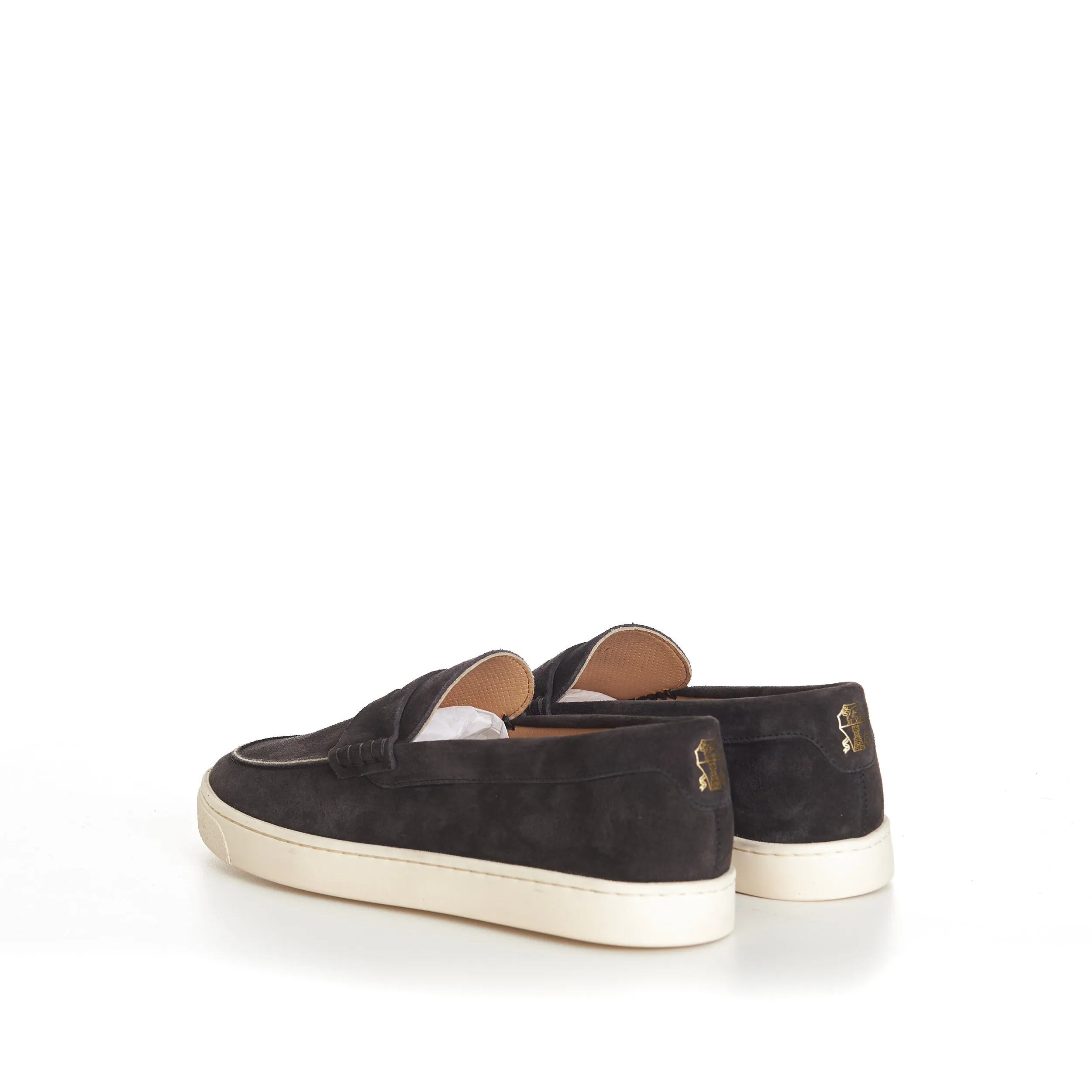 Anthracite Grey Suede Loafer Sneakers With Natural Rubber Sole