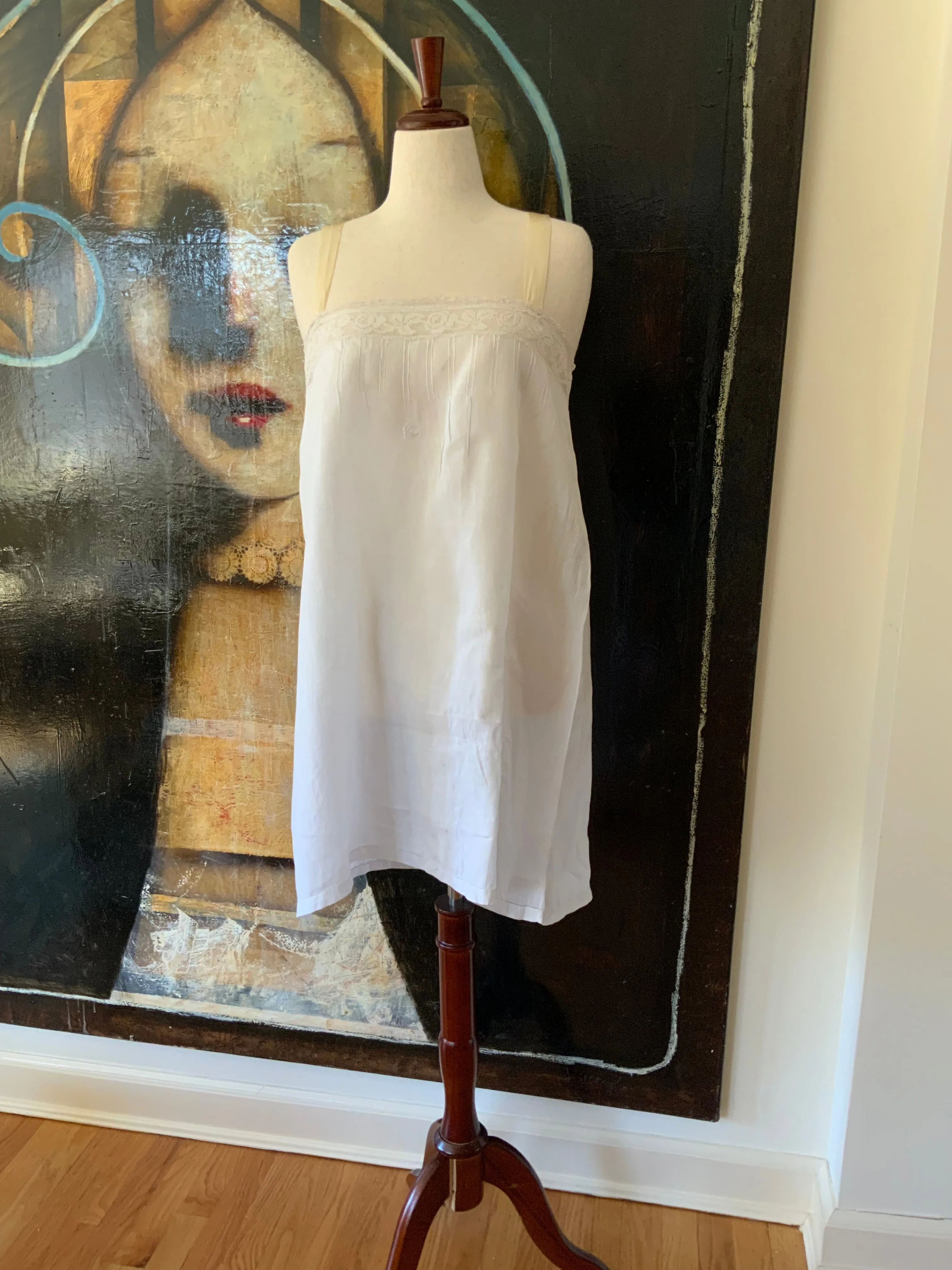Antique Slip Dress - Filet Lace - 1920 - 20C