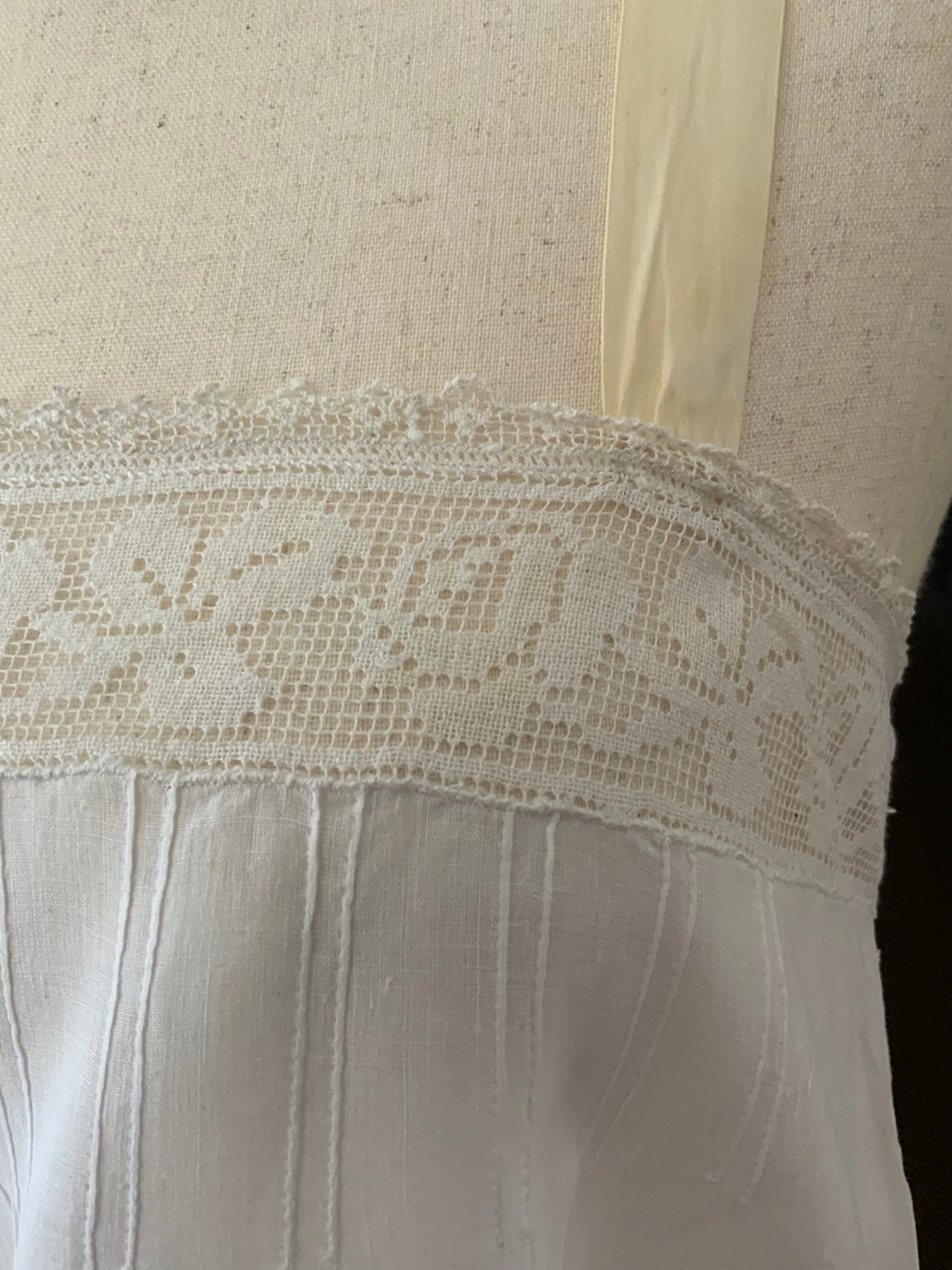 Antique Slip Dress - Filet Lace - 1920 - 20C
