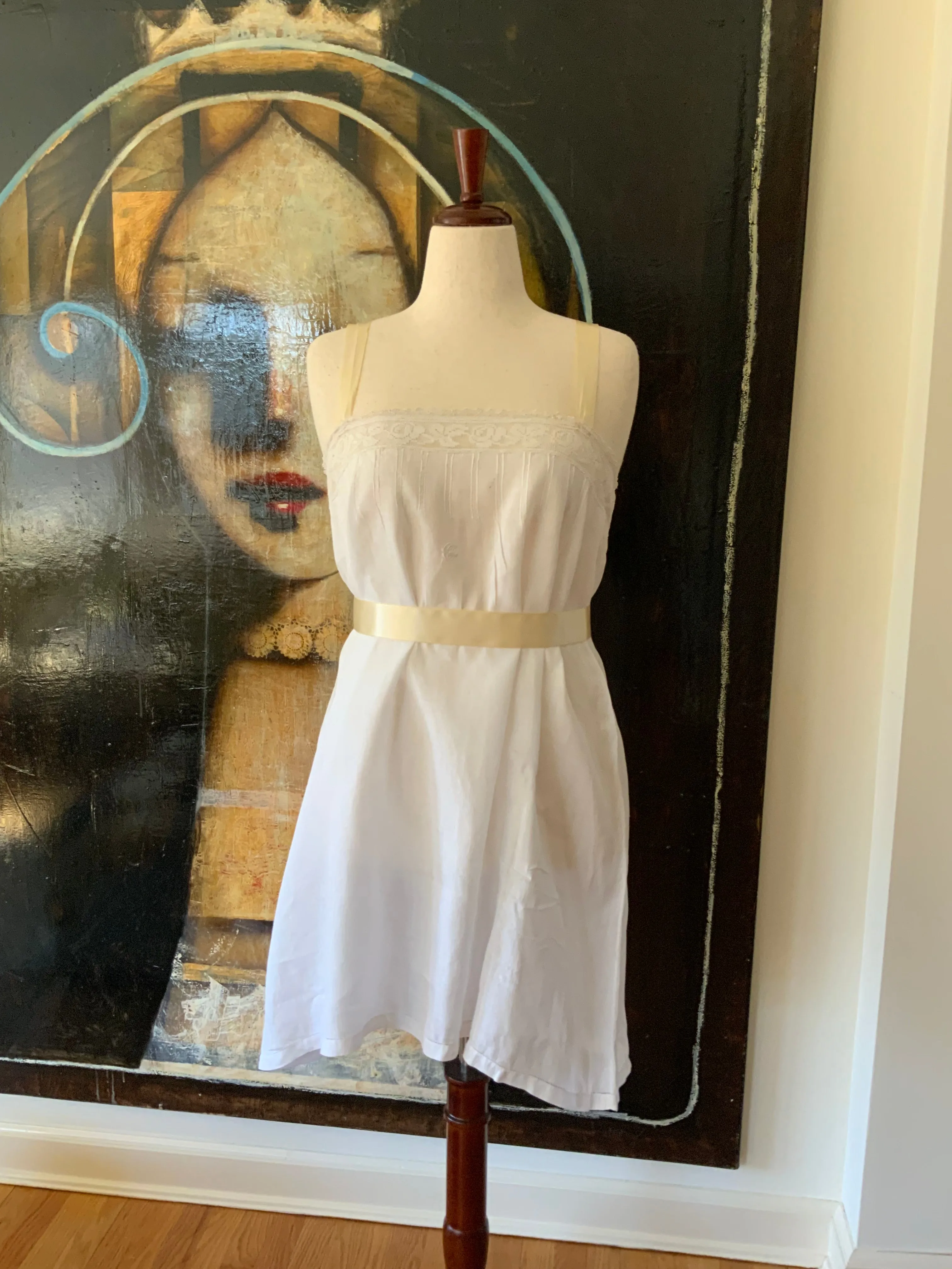 Antique Slip Dress - Filet Lace - 1920 - 20C