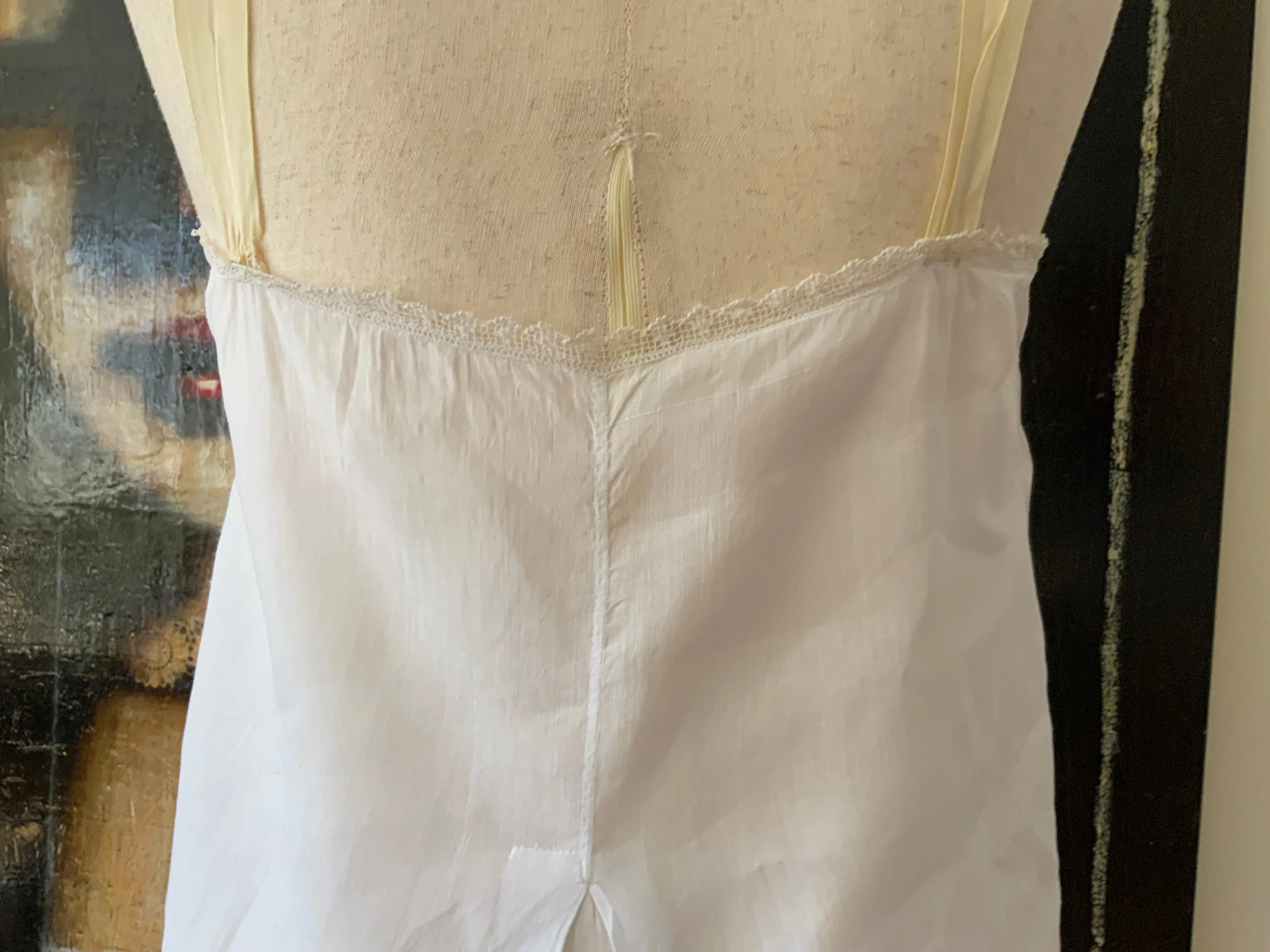 Antique Slip Dress - Filet Lace - 1920 - 20C
