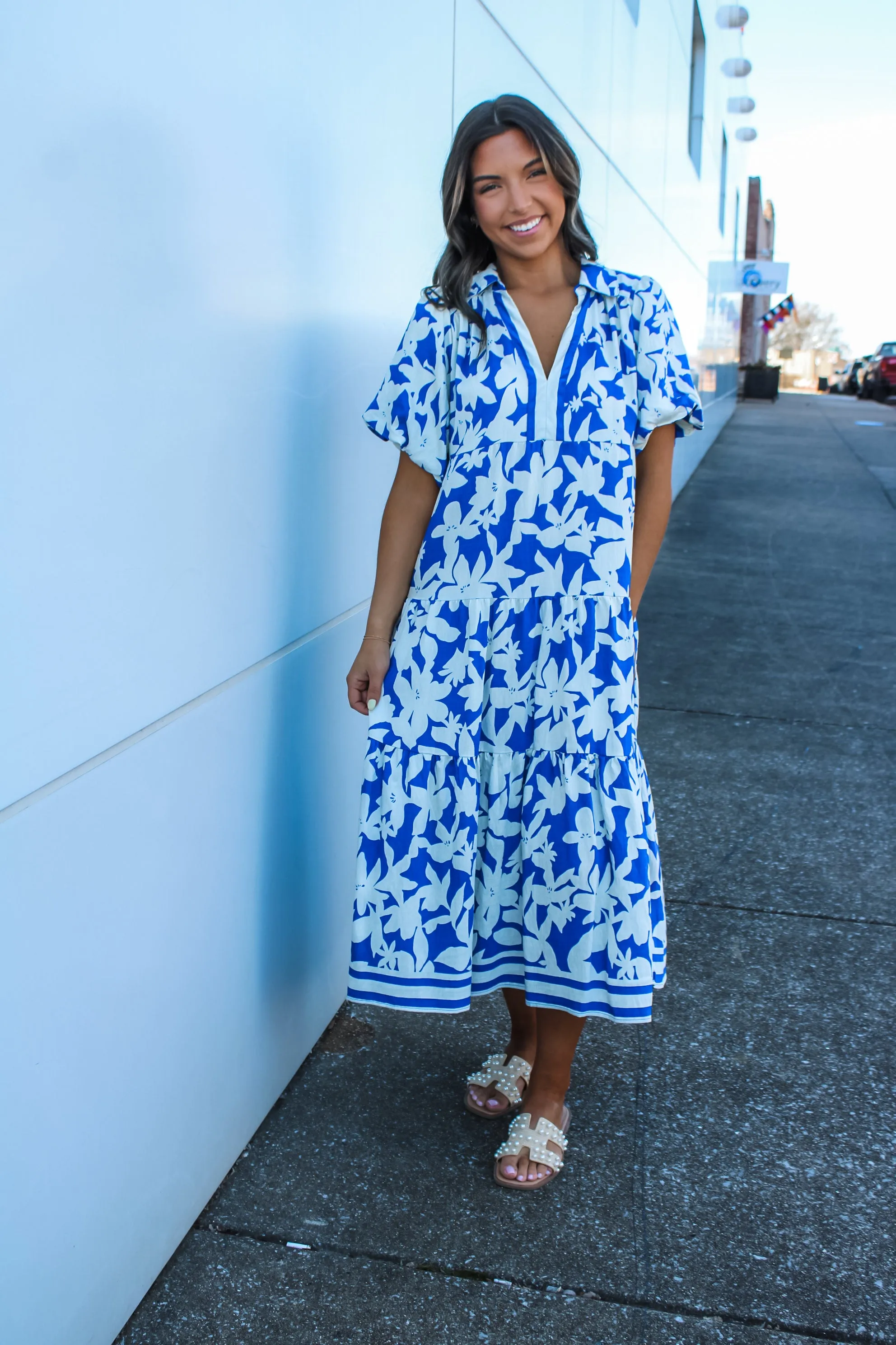 Bellflower Blooms Ruffle Midi • Blue