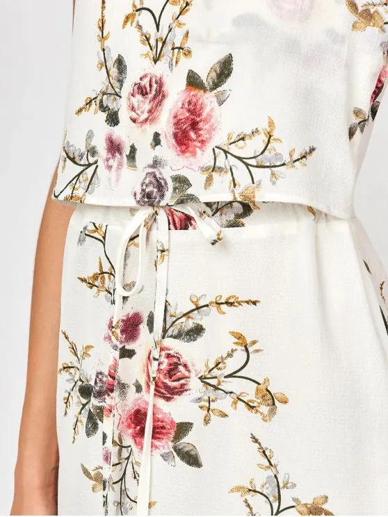 BerryBetty - Gorgeous  Slip Floral Drawstring Waist Asymmetric Holiday Dress
