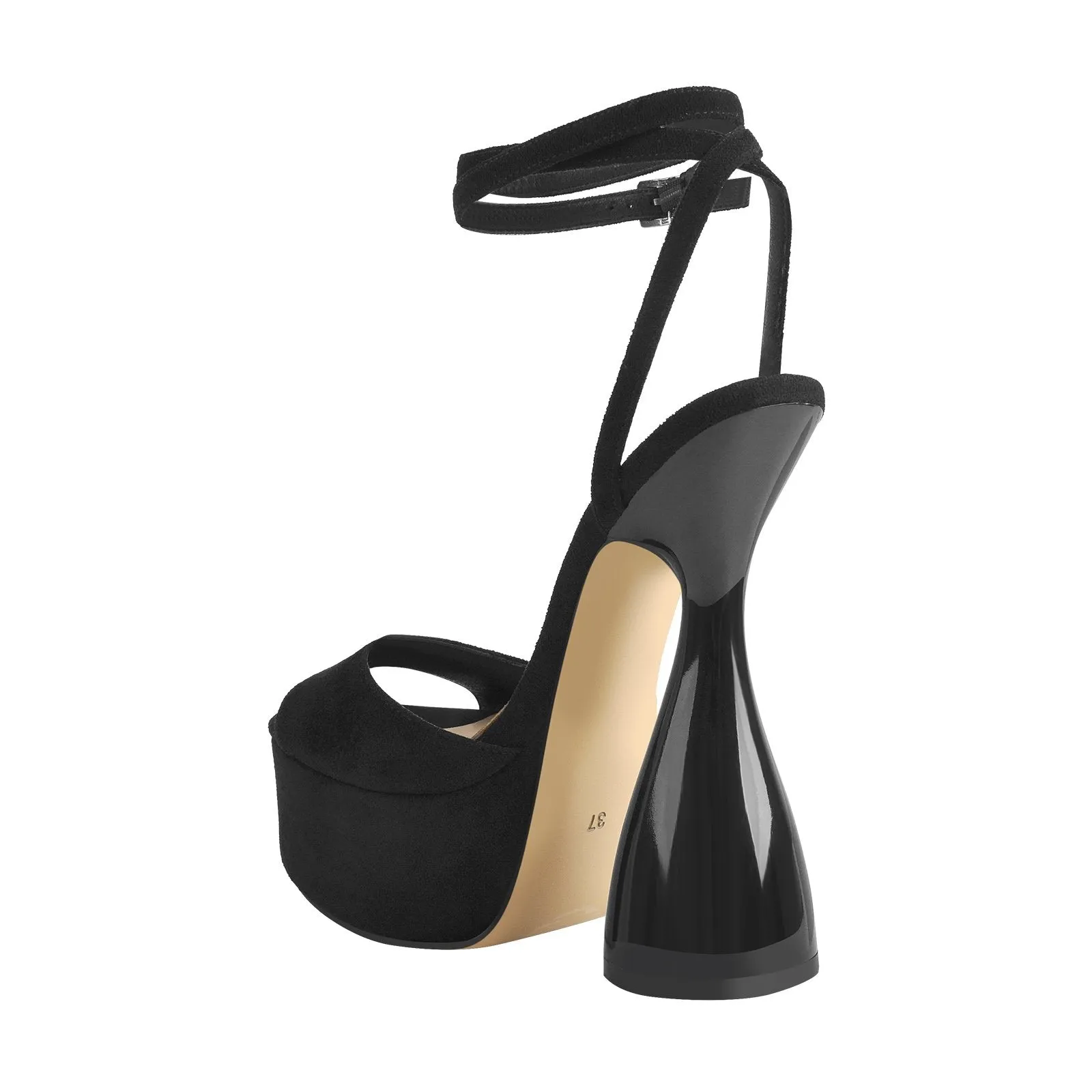 Black Suede Platform High Heel Sandals