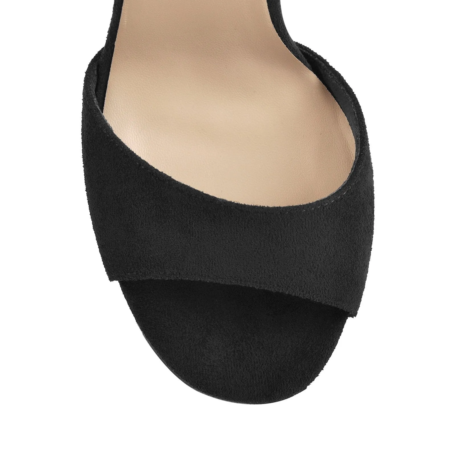 Black Suede Platform High Heel Sandals