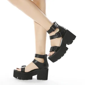 Brand Cool Leisure Platform Chunky Heels Gladiator Gothic Girls Women