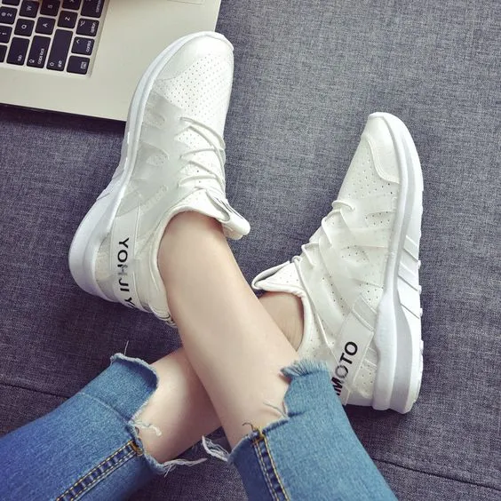 Breathable Trendy White Sneakers