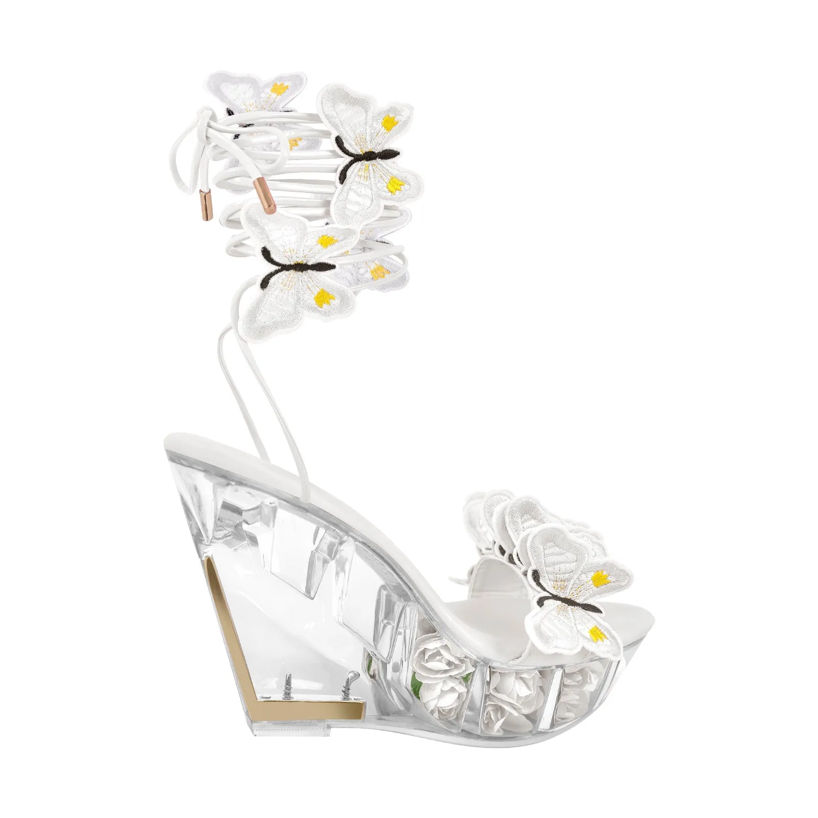 Butterfly Platform Clear Wedge Heel Strap Sandals