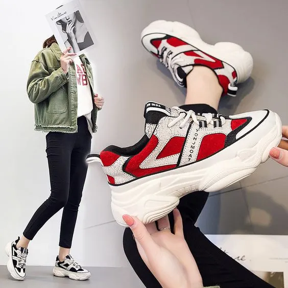 Chic Color Block Platform Sneakers