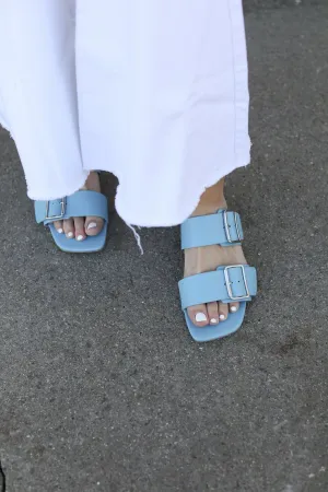 Cornflower Two Strap Slide On Sandals