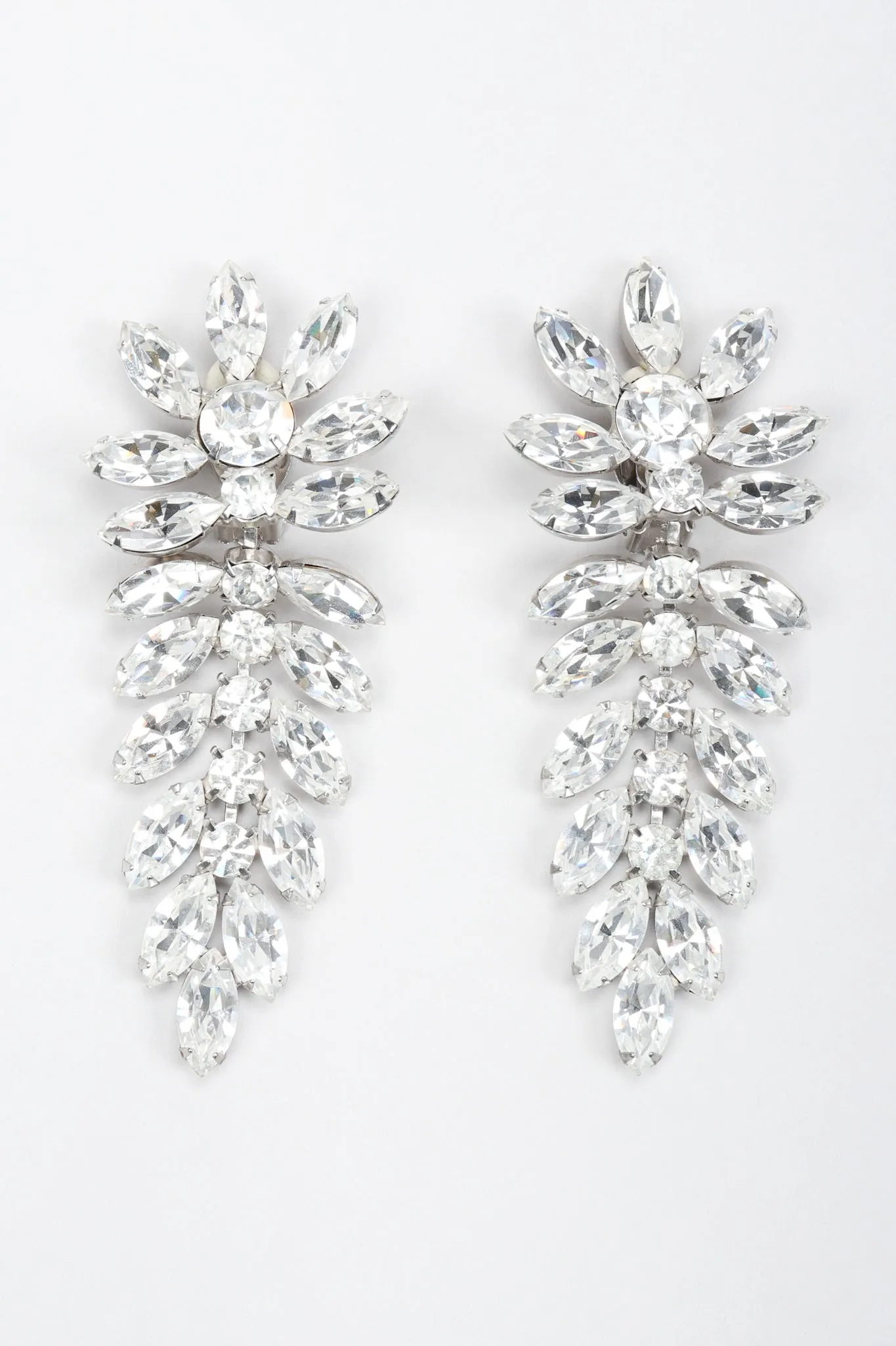Crystal Flower Feather Earring