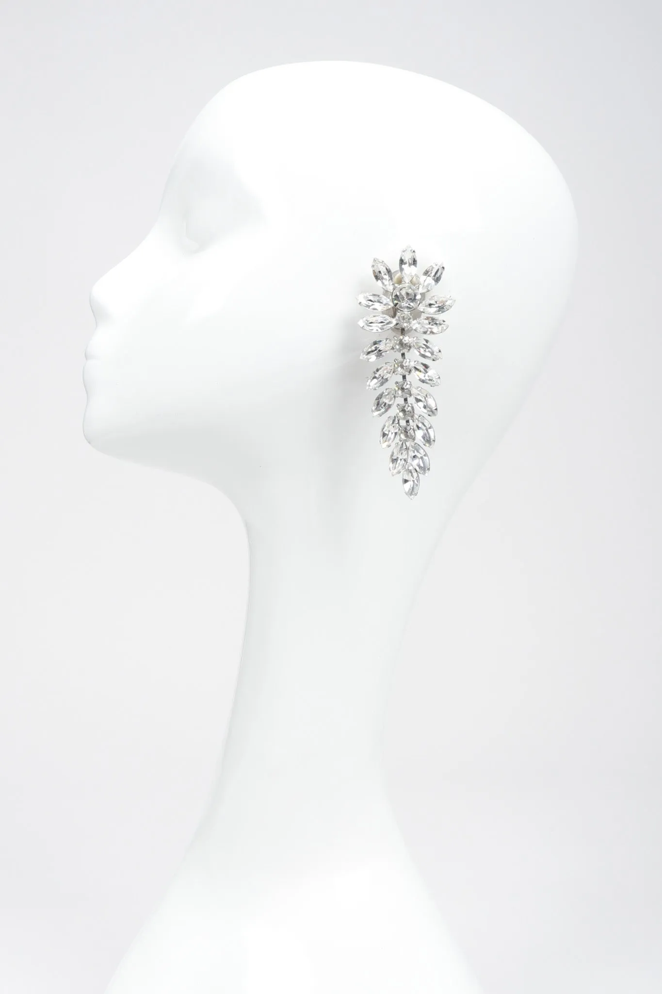 Crystal Flower Feather Earring