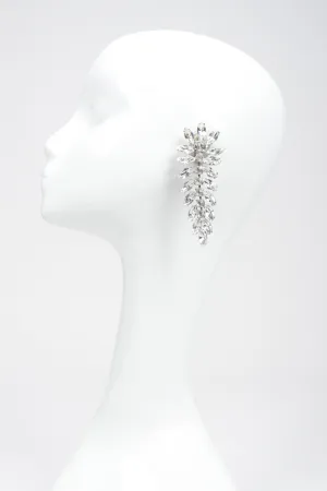 Crystal Flower Feather Earring