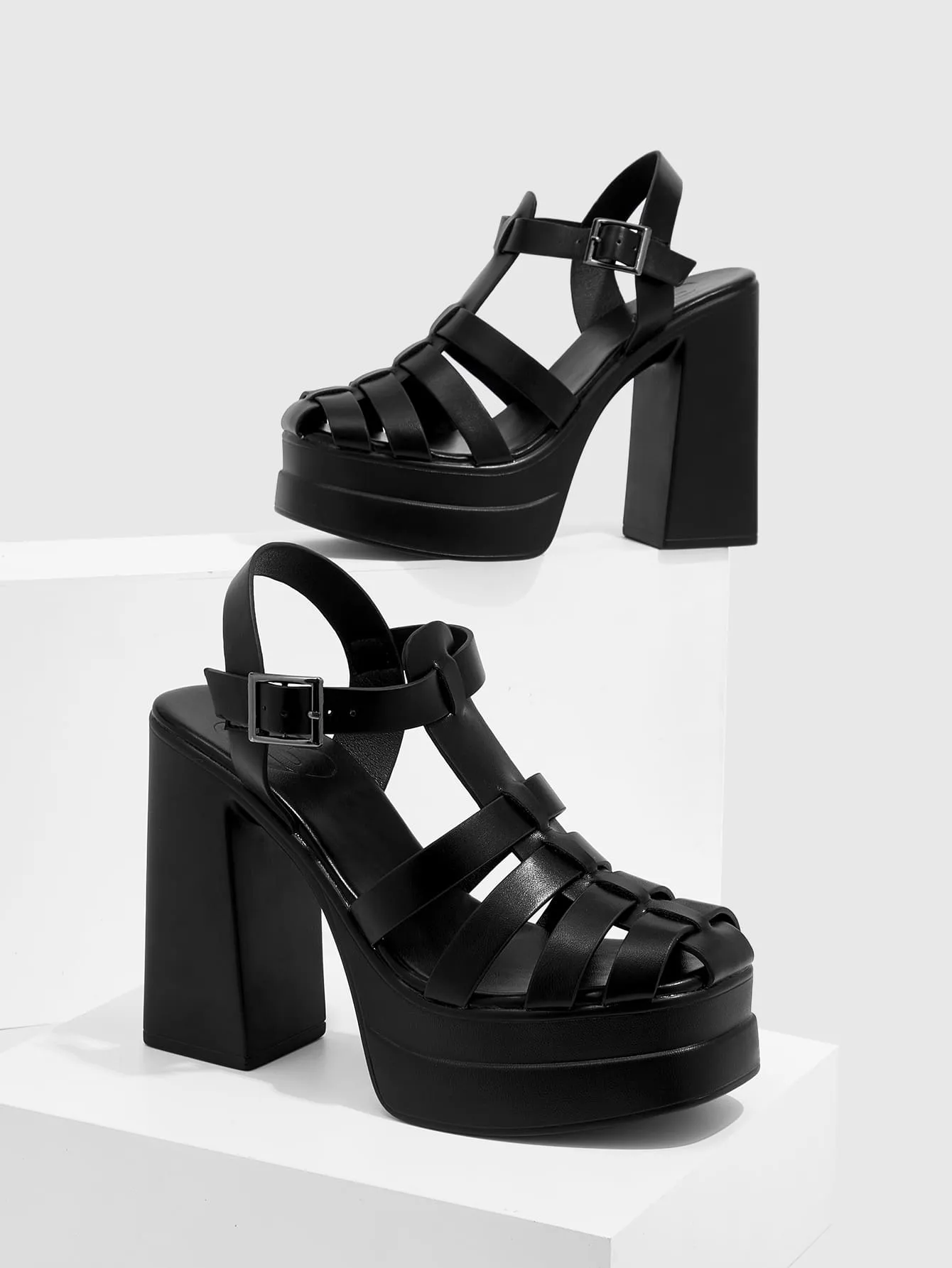 CUCCOO Trending Cut Out Platform Chunky Heeled Gladiator Sandals
