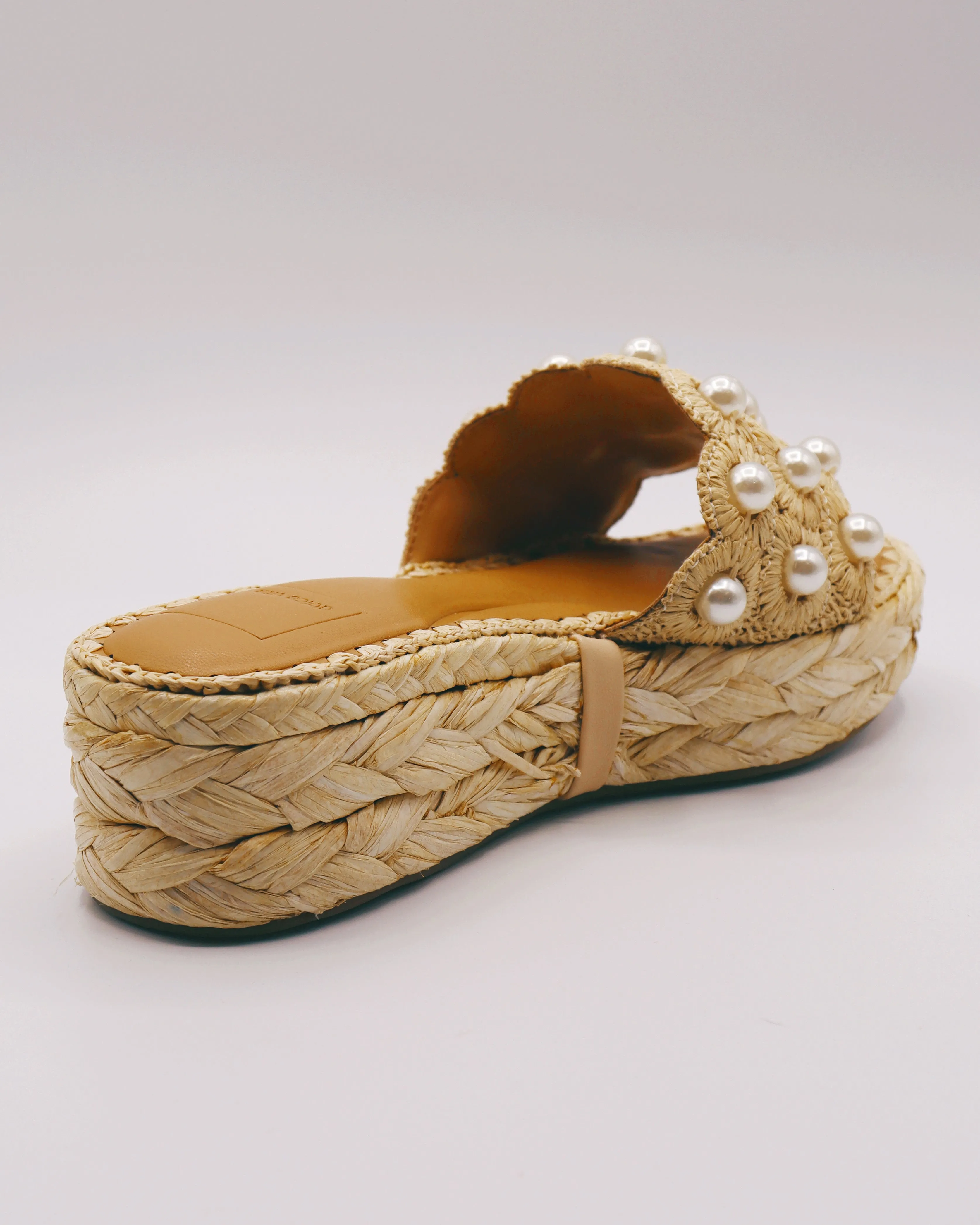 DOLCE VITA | Caper Pearl Raffia Platform Wedge Sandal
