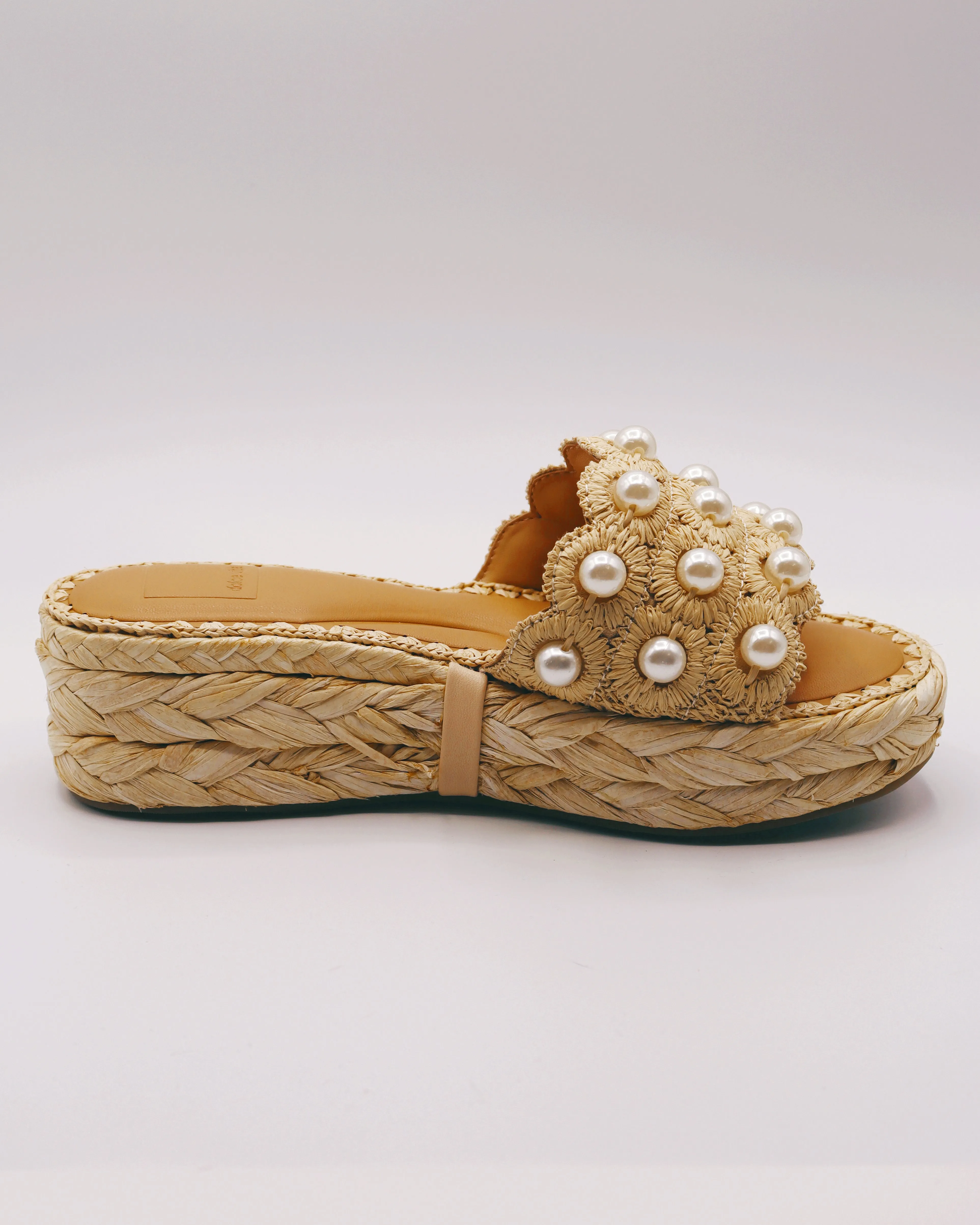DOLCE VITA | Caper Pearl Raffia Platform Wedge Sandal