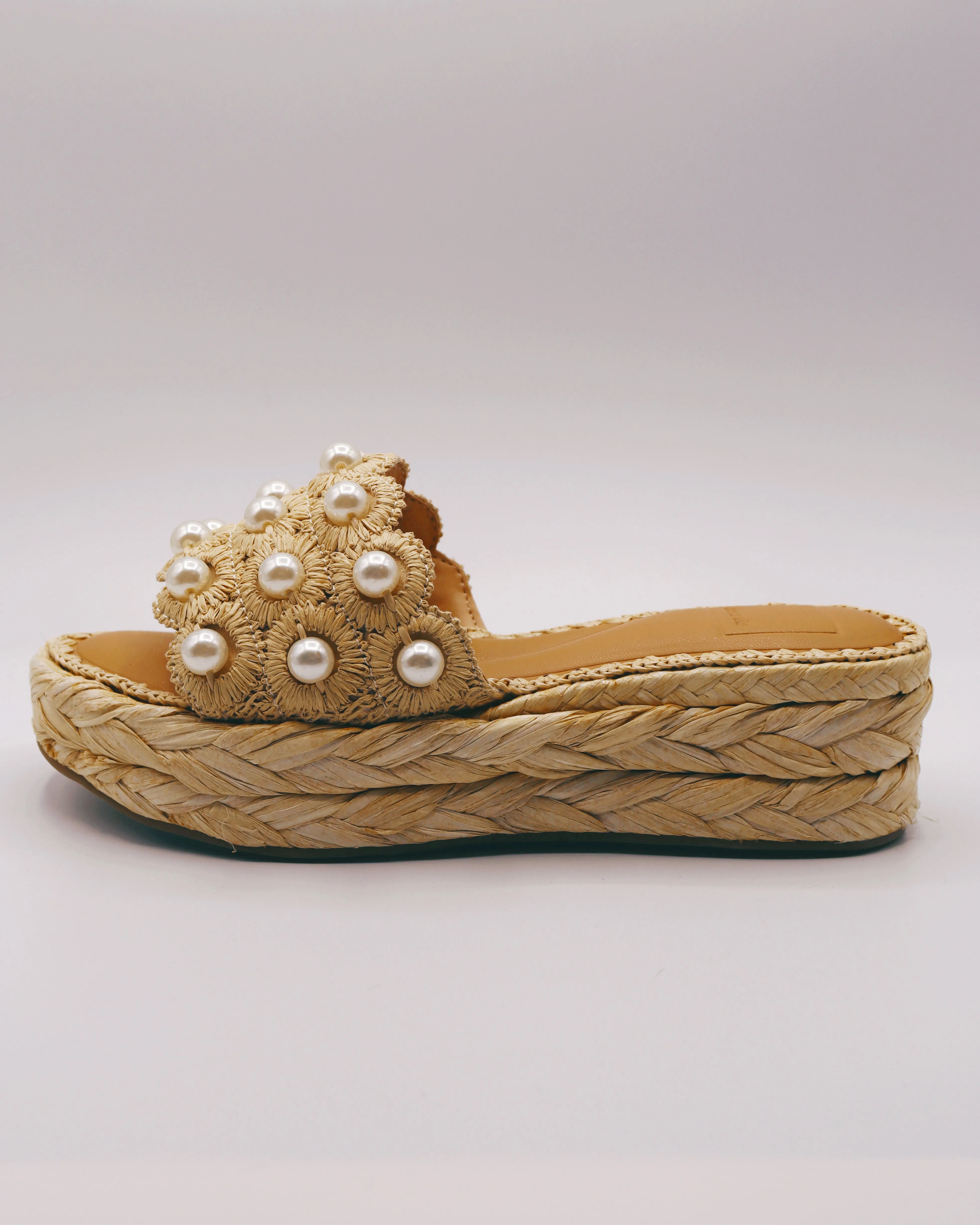 DOLCE VITA | Caper Pearl Raffia Platform Wedge Sandal