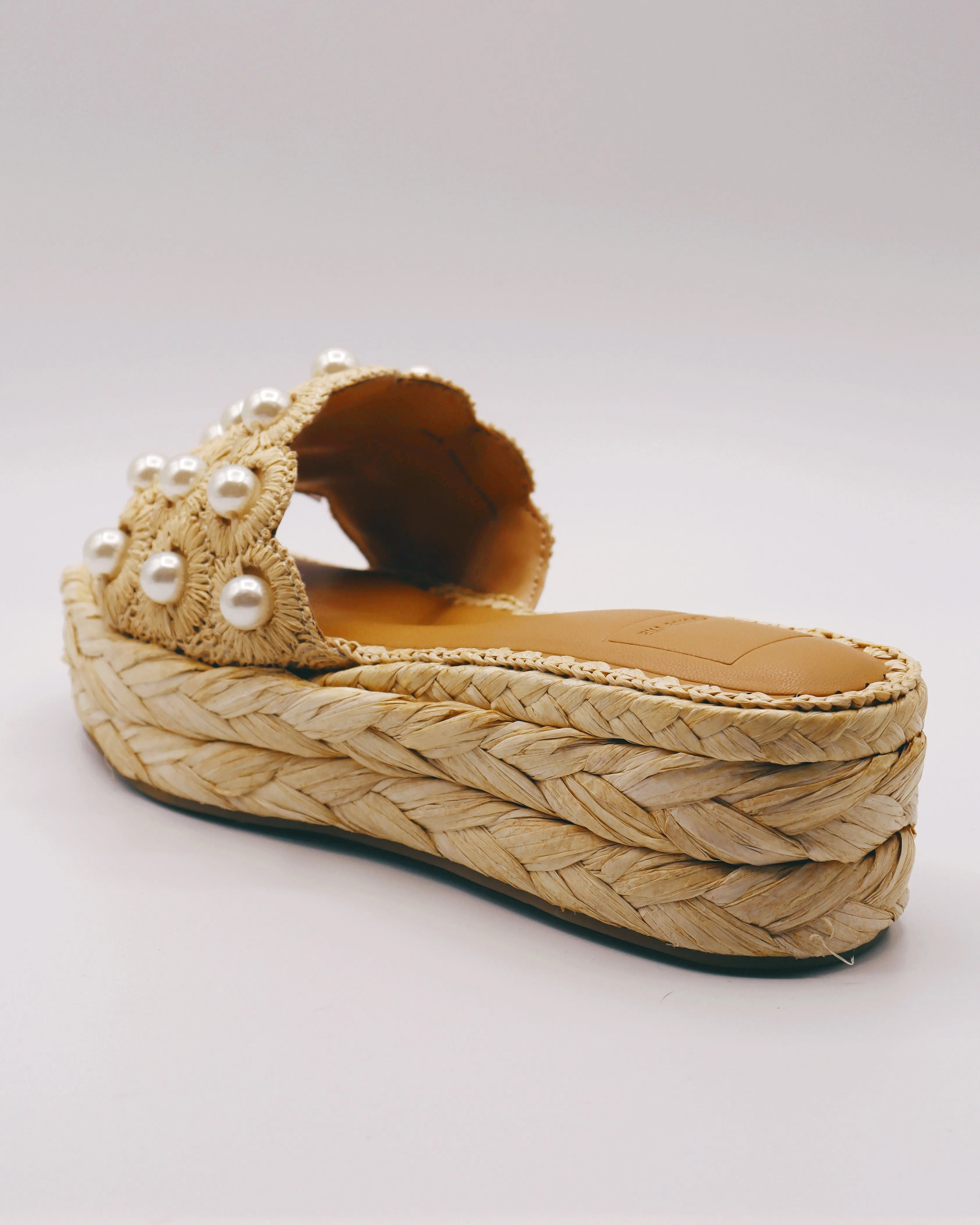 DOLCE VITA | Caper Pearl Raffia Platform Wedge Sandal