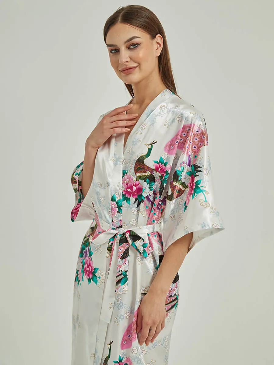 Floral Silk Bridal Party Robes Bridesmaid Robes 18 Colors In