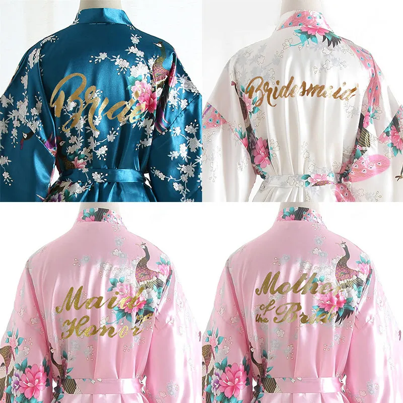 Floral Silk Bridal Party Robes Bridesmaid Robes 18 Colors In