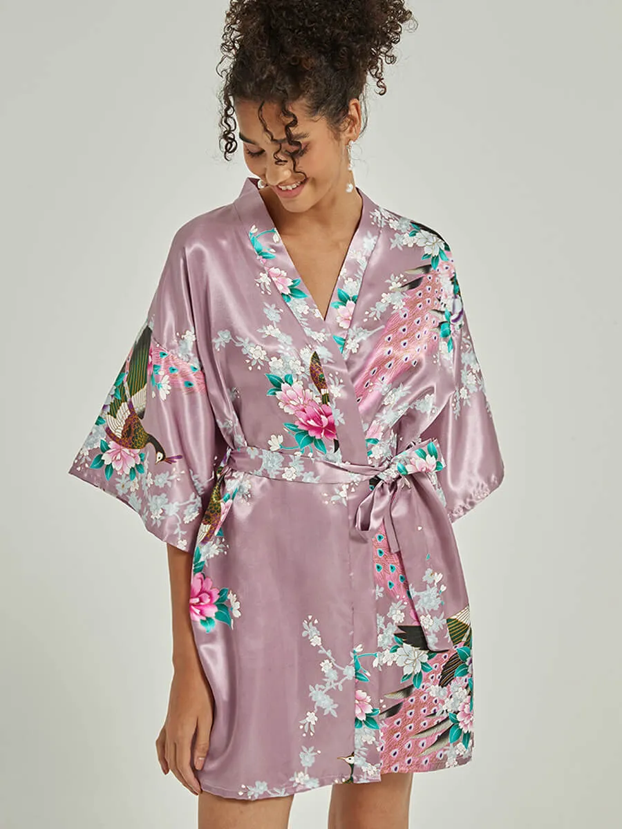 Floral Silk Bridal Party Robes Bridesmaid Robes 18 Colors In