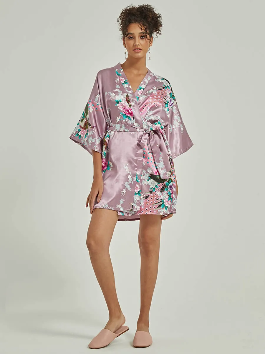 Floral Silk Bridal Party Robes Bridesmaid Robes 18 Colors In