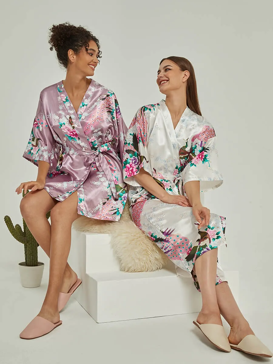 Floral Silk Bridal Party Robes Bridesmaid Robes 18 Colors In