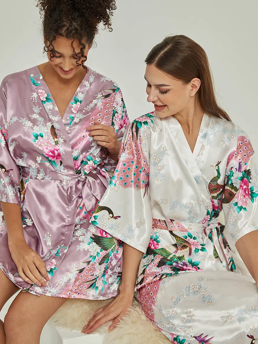 Floral Silk Bridal Party Robes Bridesmaid Robes 18 Colors In