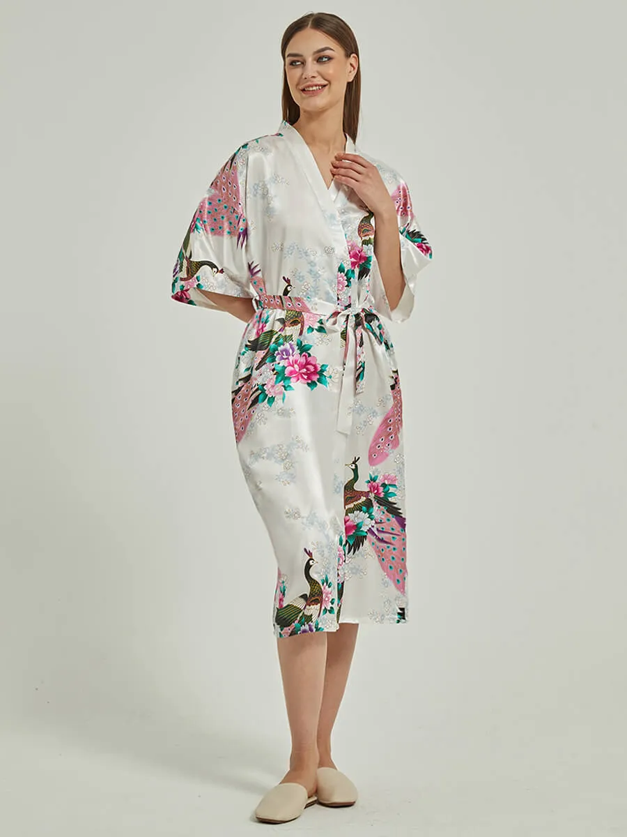 Floral Silk Bridal Party Robes Bridesmaid Robes 18 Colors In