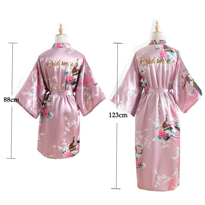 Floral Silk Bridal Party Robes Bridesmaid Robes 18 Colors In