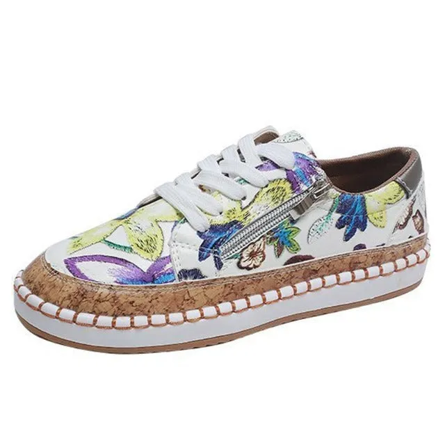 Flower print easygoing shoes for ladies