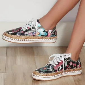 Flower print easygoing shoes for ladies
