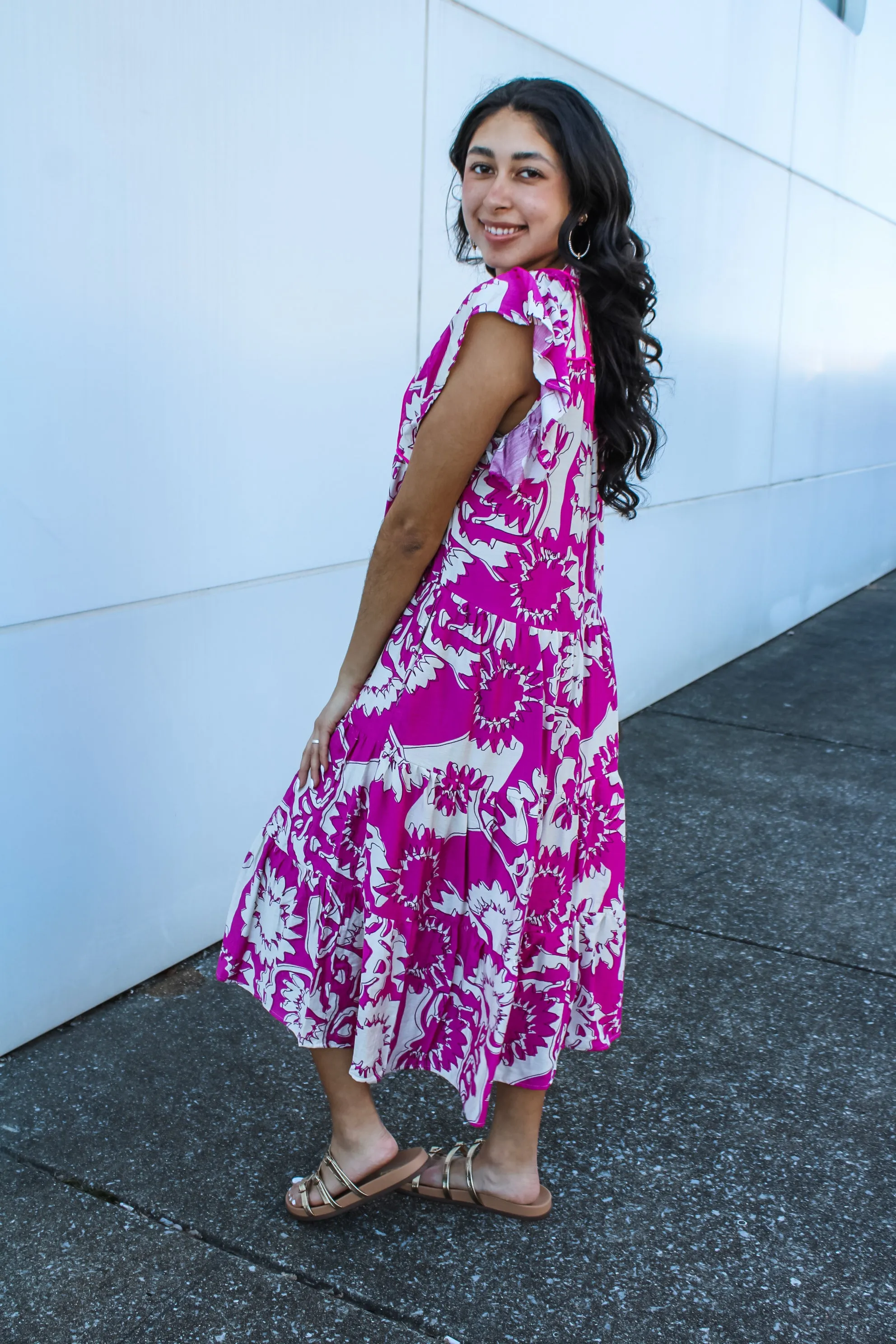 Fresh Picked Flowers Midi • Fuchsia