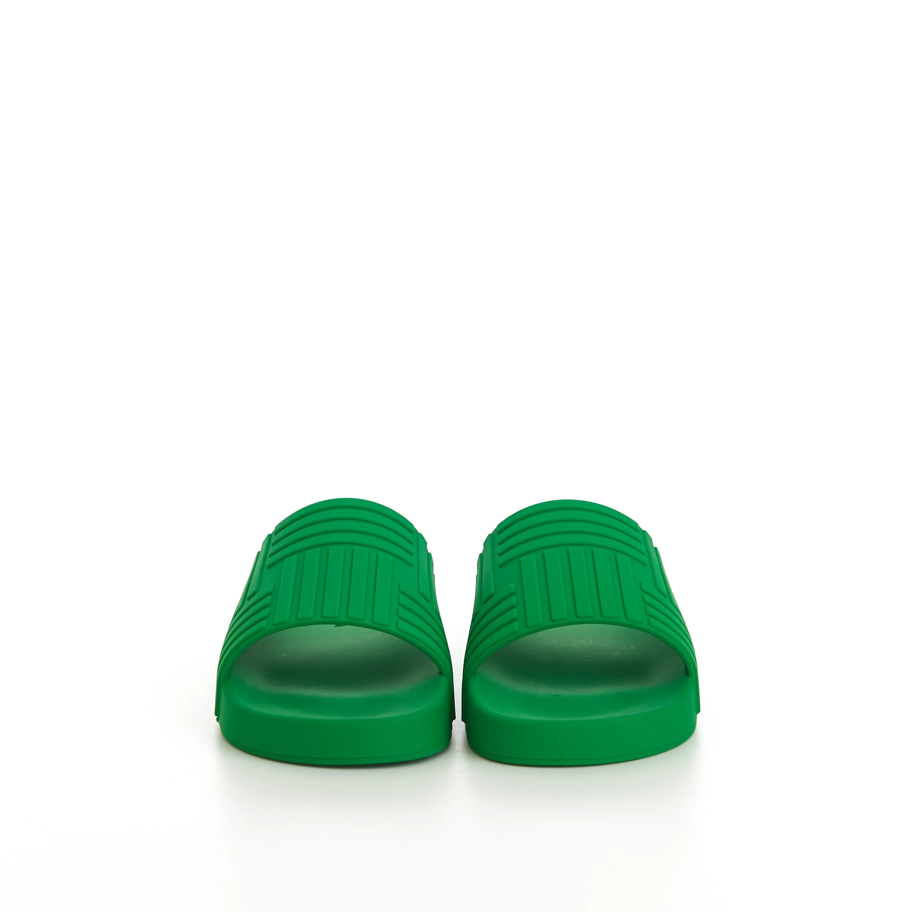 Geometric Rubber Slide Sandals In Parakeet Green
