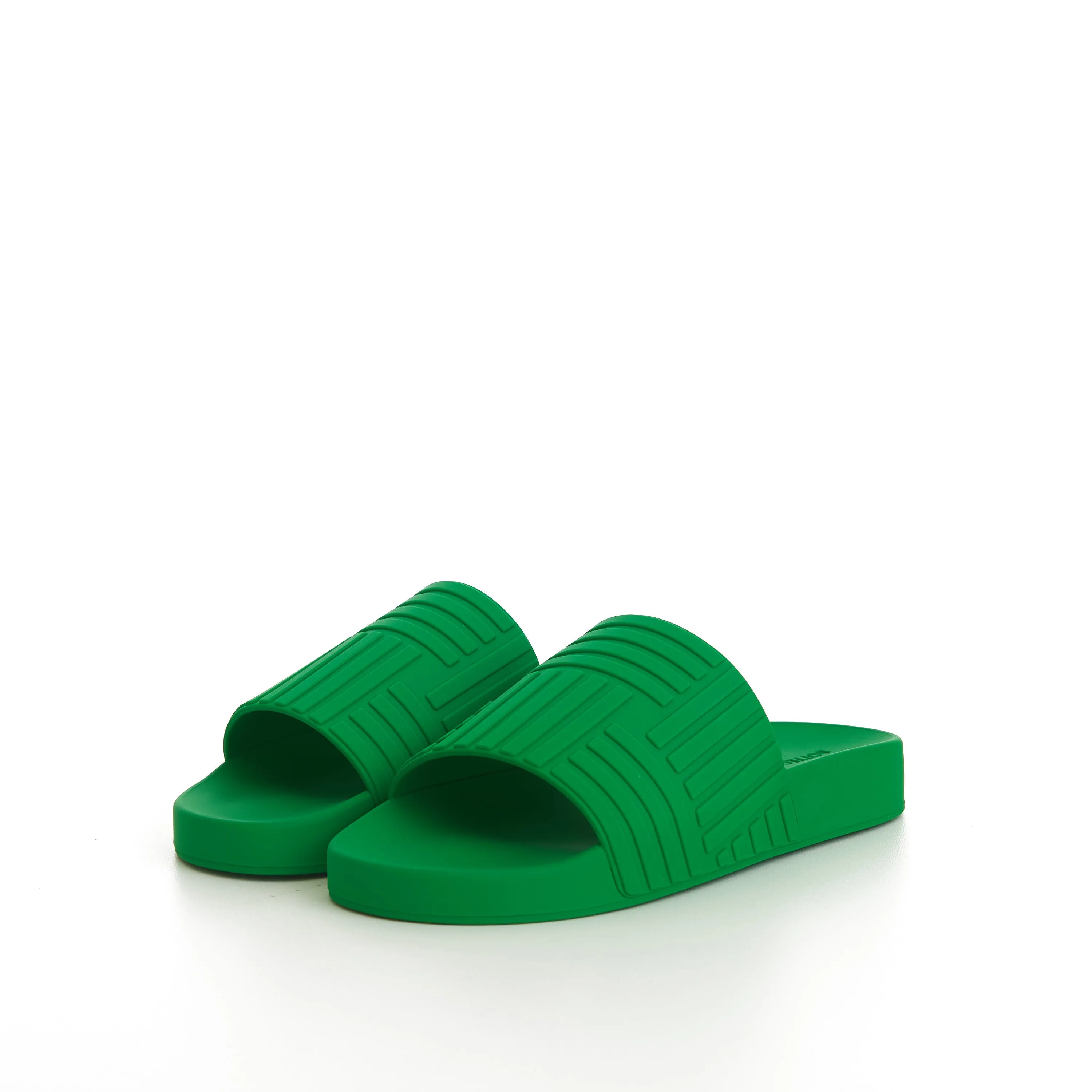 Geometric Rubber Slide Sandals In Parakeet Green