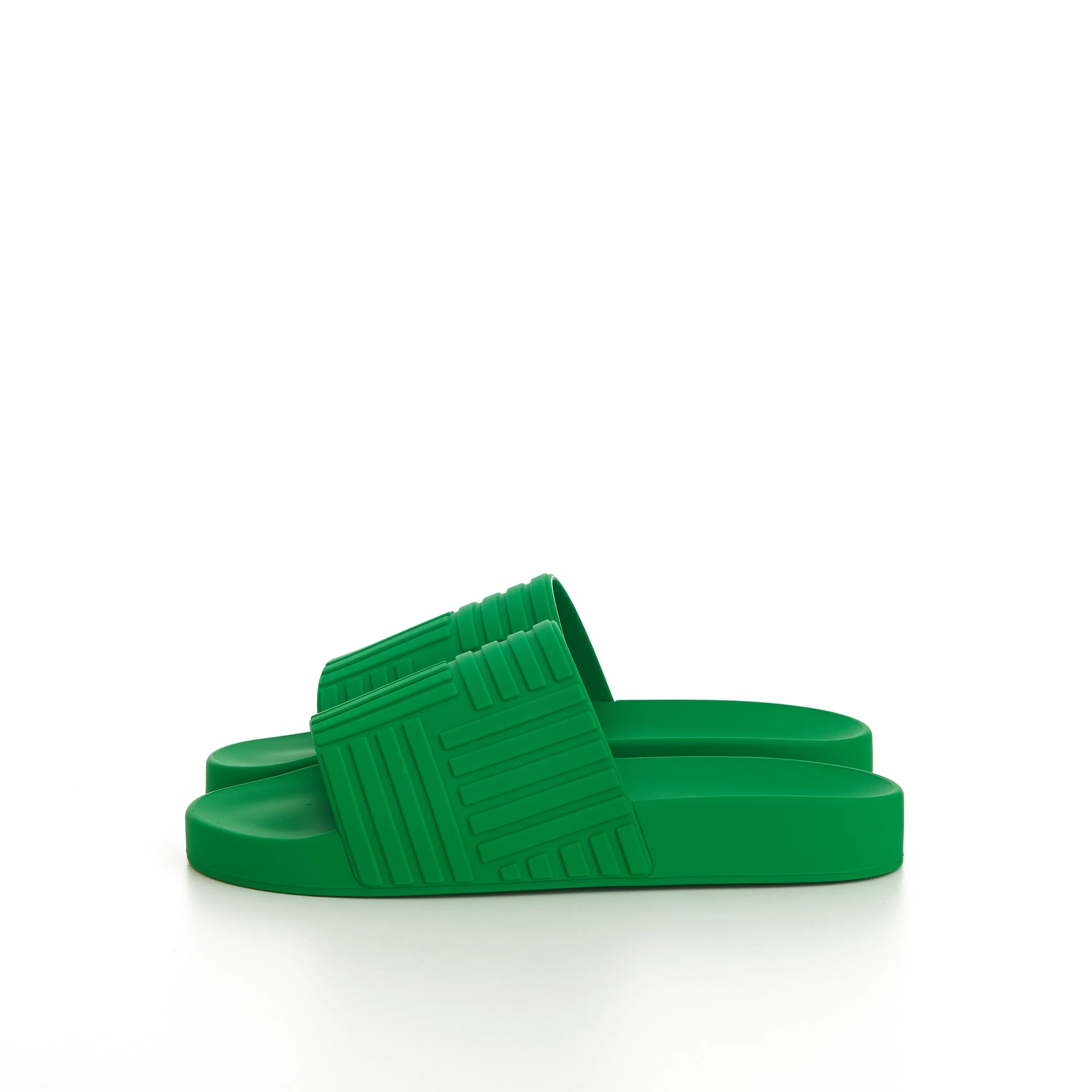 Geometric Rubber Slide Sandals In Parakeet Green