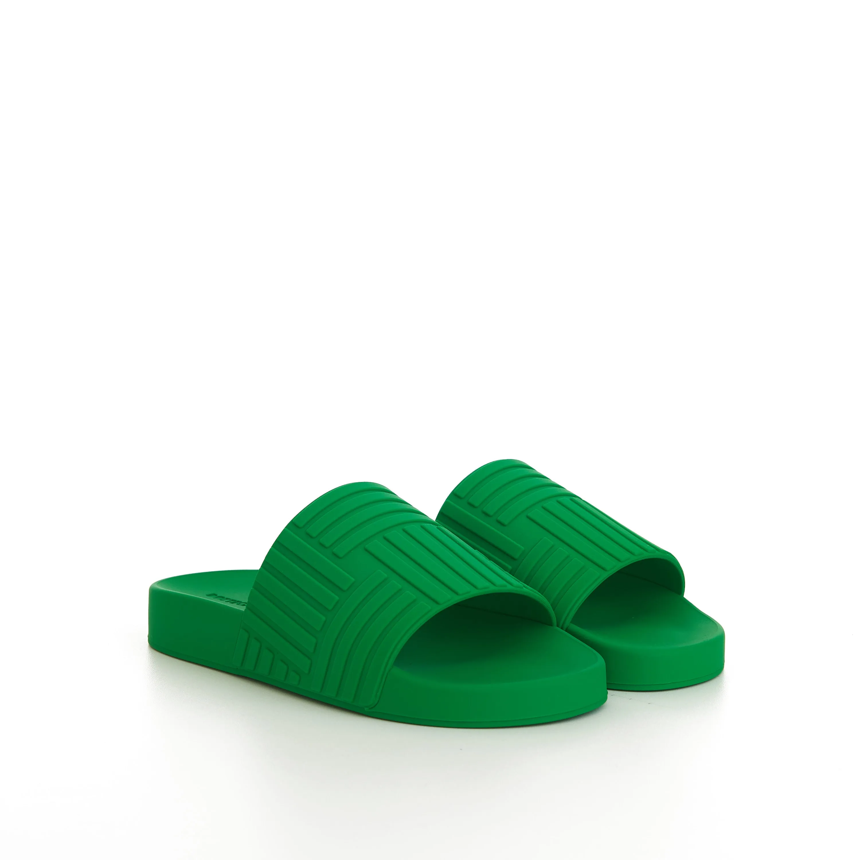 Geometric Rubber Slide Sandals In Parakeet Green