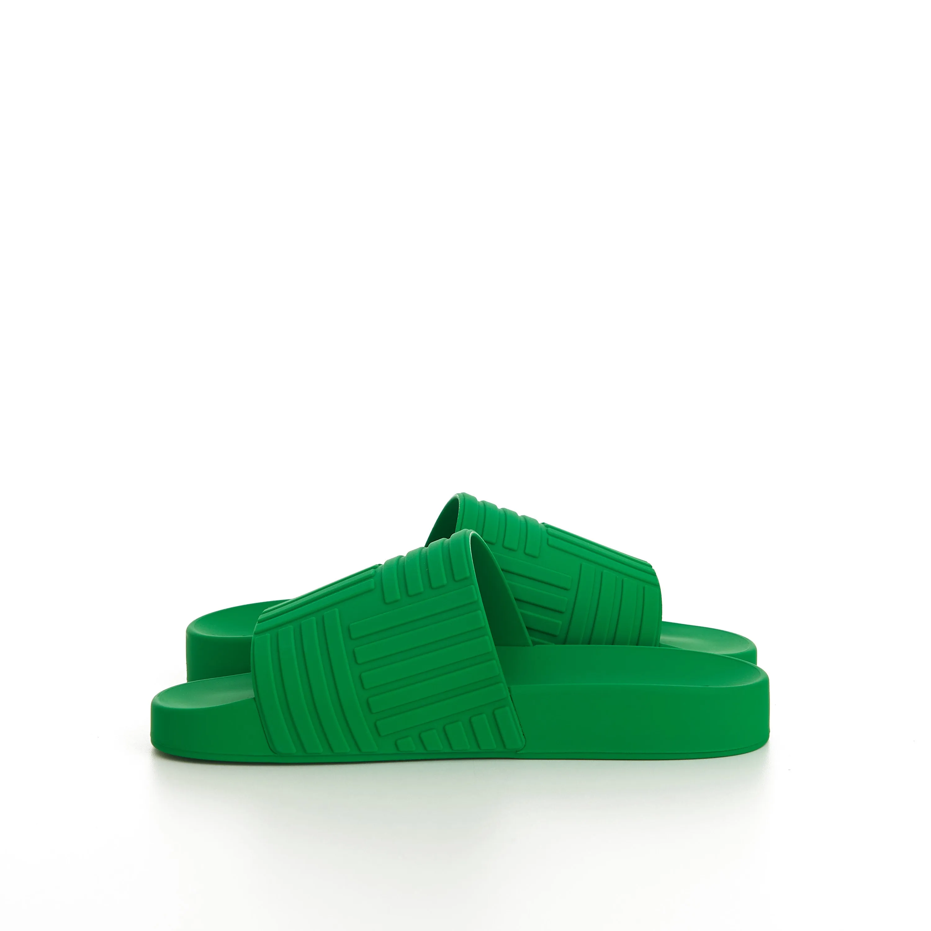 Geometric Rubber Slide Sandals In Parakeet Green