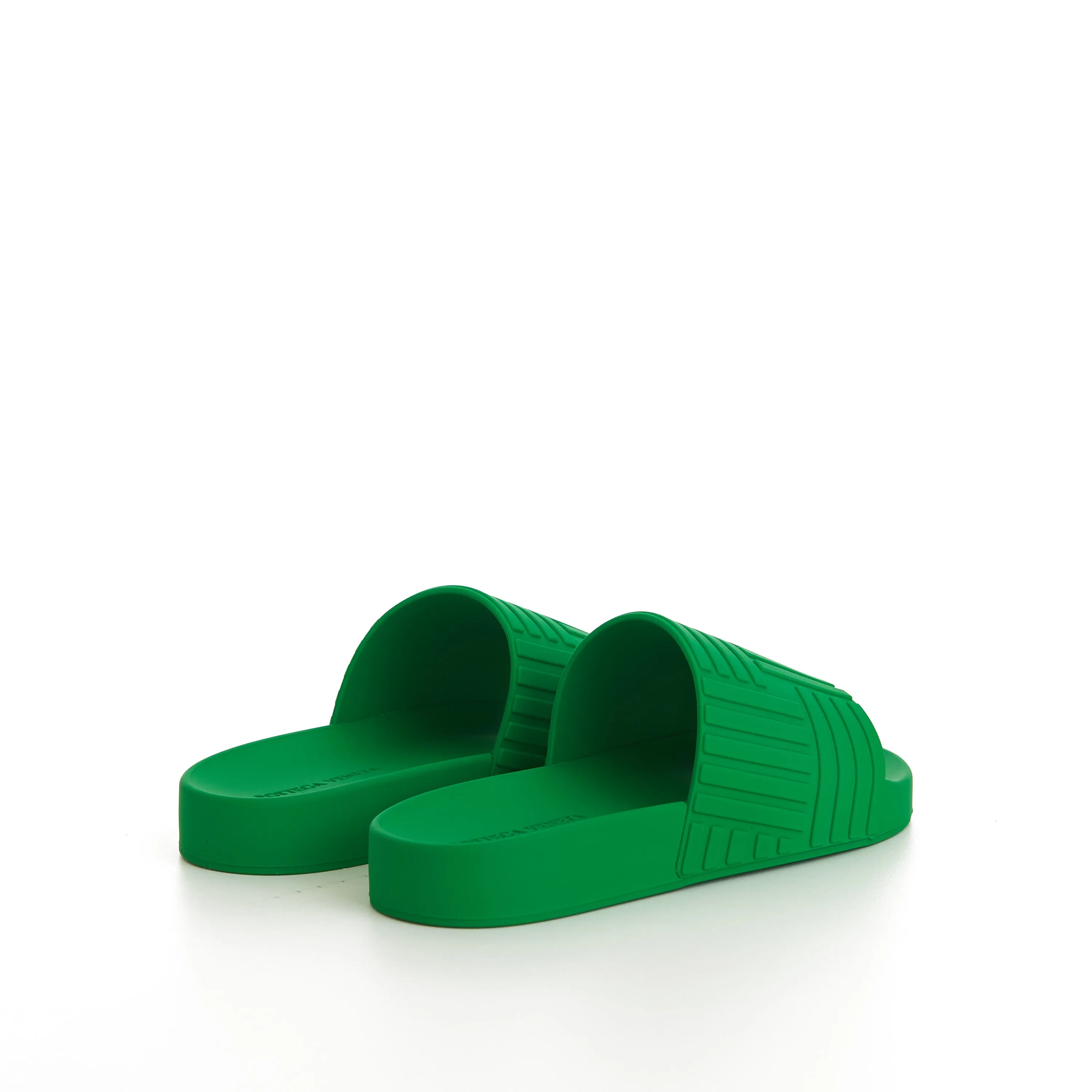 Geometric Rubber Slide Sandals In Parakeet Green