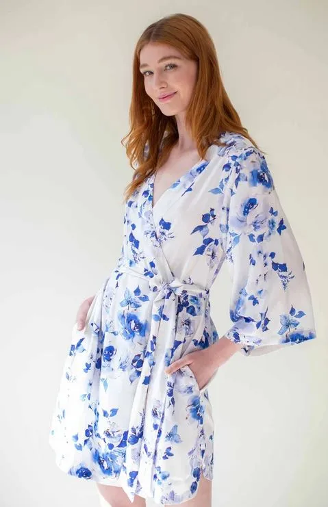Girl & A Serious Dream - Botanical Love Print in Blue Floral