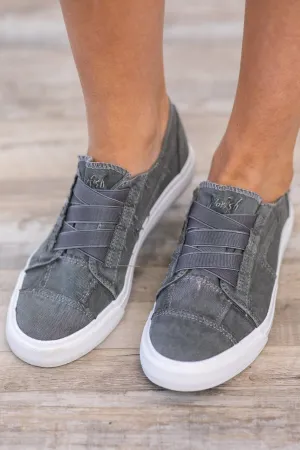 Graphite and White Slip On Sneakers