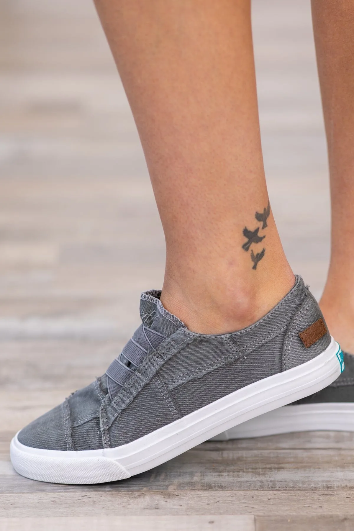 Graphite and White Slip On Sneakers